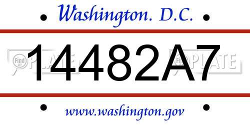 14482A7 District Of Columbia License Plate