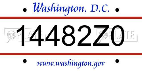 14482Z0 District Of Columbia License Plate