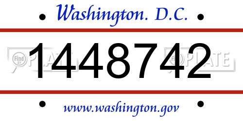 1448742 District Of Columbia License Plate