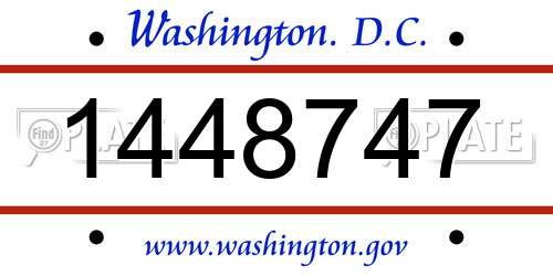 1448747 District Of Columbia License Plate