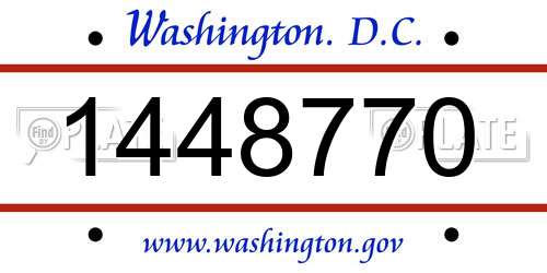1448770 District Of Columbia License Plate