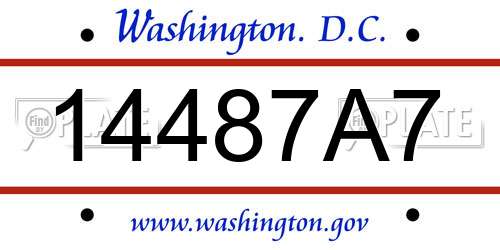 14487A7 District Of Columbia License Plate