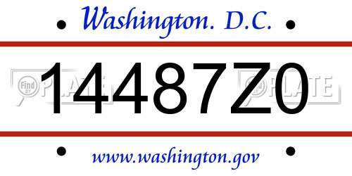 14487Z0 District Of Columbia License Plate