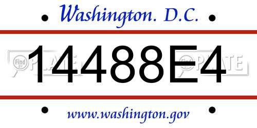 14488E4 District Of Columbia License Plate