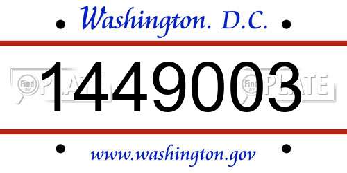 1449003 District Of Columbia License Plate
