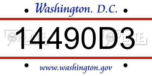 14490D3 District Of Columbia License Plate