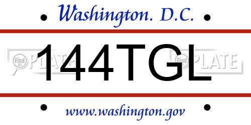 144TGL District Of Columbia License Plate