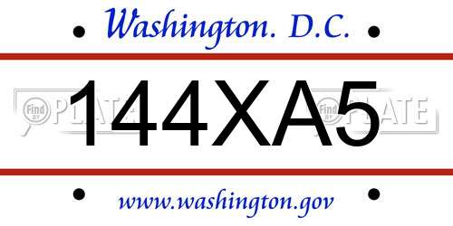 144XA5 District Of Columbia License Plate