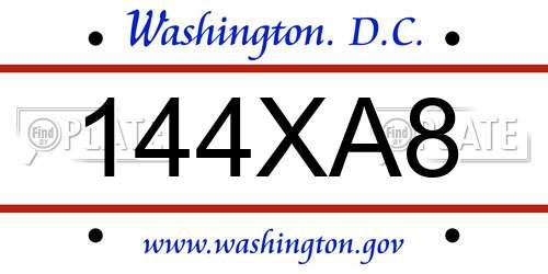 144XA8 District Of Columbia License Plate