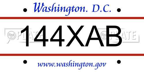 144XAB District Of Columbia License Plate