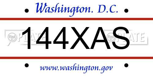 144XAS District Of Columbia License Plate