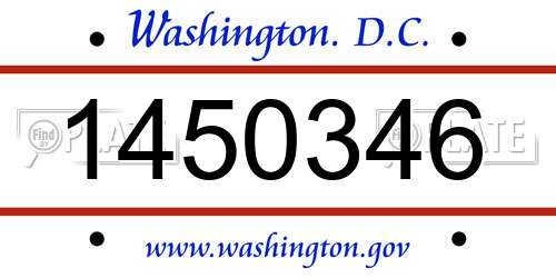 1450346 District Of Columbia License Plate