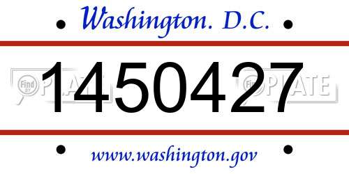 1450427 District Of Columbia License Plate