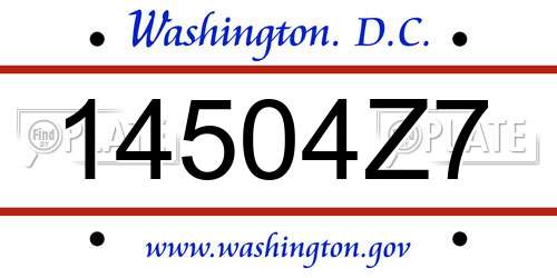 14504Z7 District Of Columbia License Plate