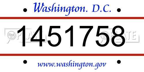 1451758 District Of Columbia License Plate