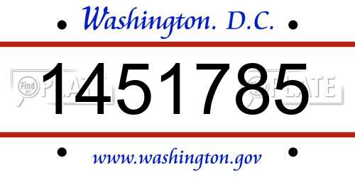 1451785 District Of Columbia License Plate