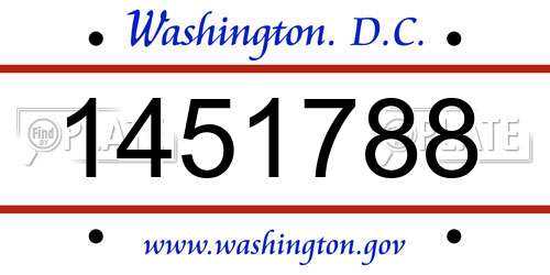 1451788 District Of Columbia License Plate