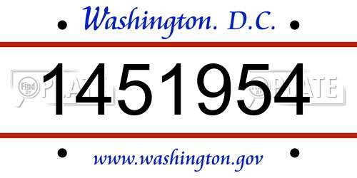 1451954 District Of Columbia License Plate