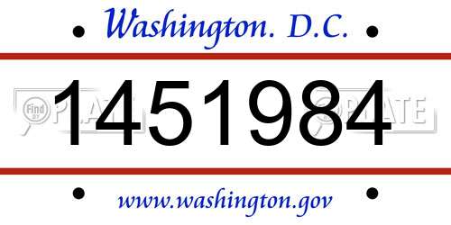 1451984 District Of Columbia License Plate