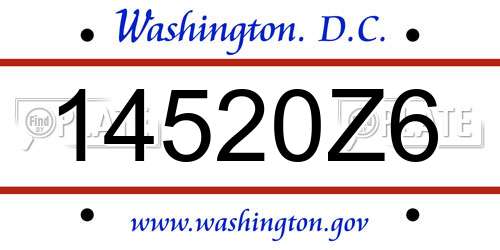 14520Z6 District Of Columbia License Plate