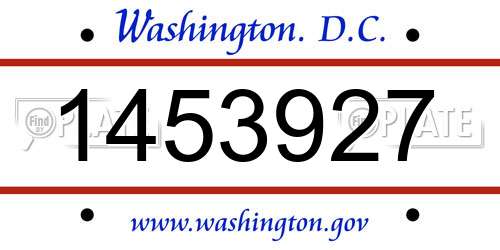 1453927 District Of Columbia License Plate