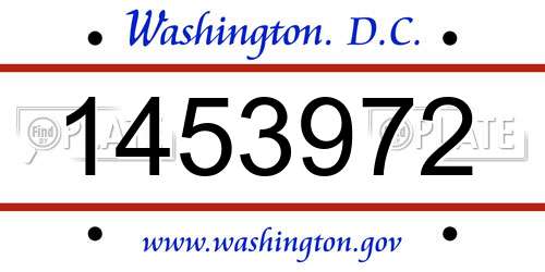 1453972 District Of Columbia License Plate