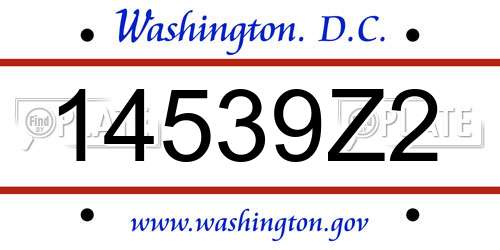 14539Z2 District Of Columbia License Plate