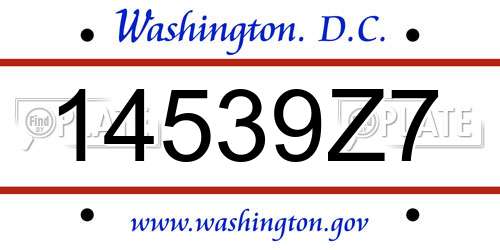 14539Z7 District Of Columbia License Plate
