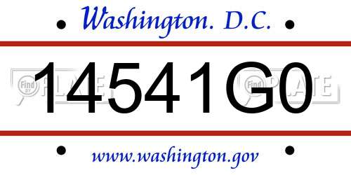 14541G0 District Of Columbia License Plate