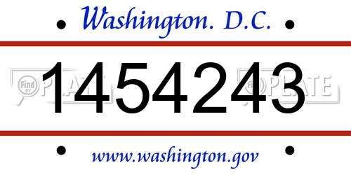 1454243 District Of Columbia License Plate