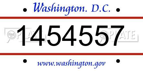 1454557 District Of Columbia License Plate