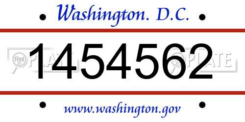 1454562 District Of Columbia License Plate