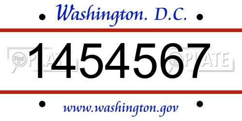 1454567 District Of Columbia License Plate