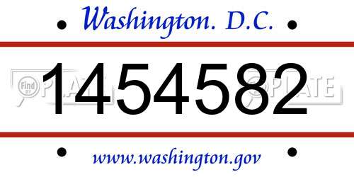 1454582 District Of Columbia License Plate
