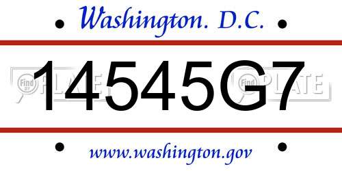 14545G7 District Of Columbia License Plate