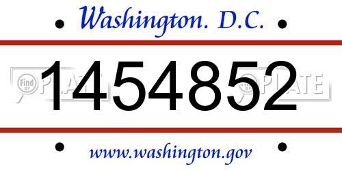 1454852 District Of Columbia License Plate