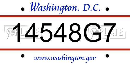14548G7 District Of Columbia License Plate