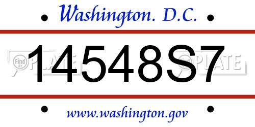 14548S7 District Of Columbia License Plate