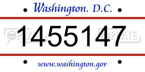 1455147 District Of Columbia License Plate