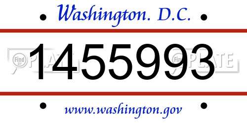 1455993 District Of Columbia License Plate