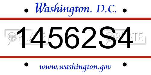 14562S4 District Of Columbia License Plate