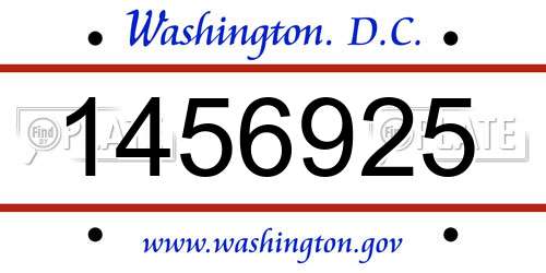 1456925 District Of Columbia License Plate