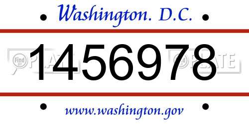 1456978 District Of Columbia License Plate
