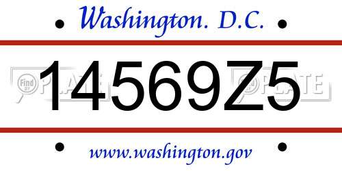 14569Z5 District Of Columbia License Plate