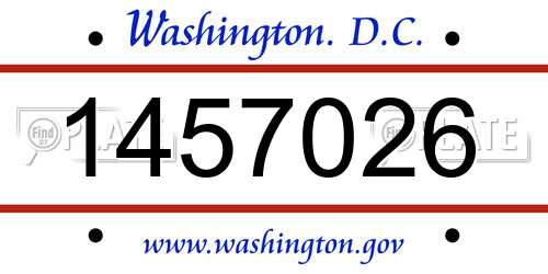 1457026 District Of Columbia License Plate