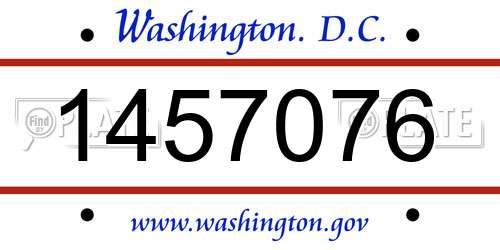 1457076 District Of Columbia License Plate