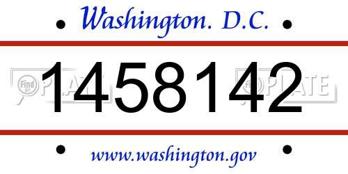 1458142 District Of Columbia License Plate