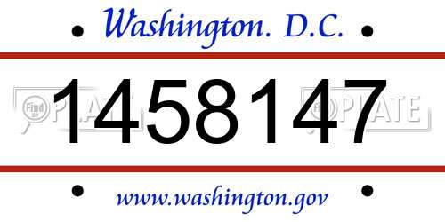 1458147 District Of Columbia License Plate