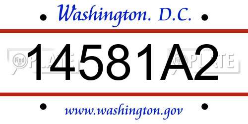 14581A2 District Of Columbia License Plate