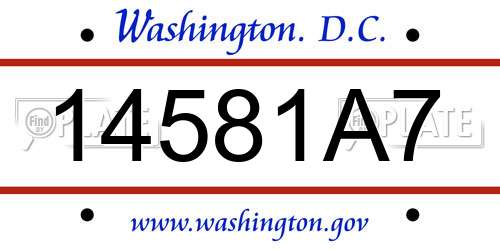 14581A7 District Of Columbia License Plate